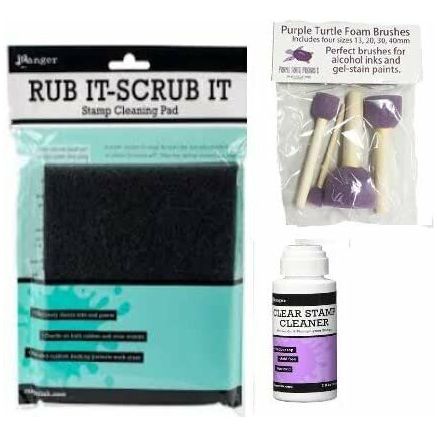 Ranger Clear Stamp Accessories Bundle - Ranger Scrub It Pad and Clear Stamp Cleaner with PTP Flash Deals Dobbers