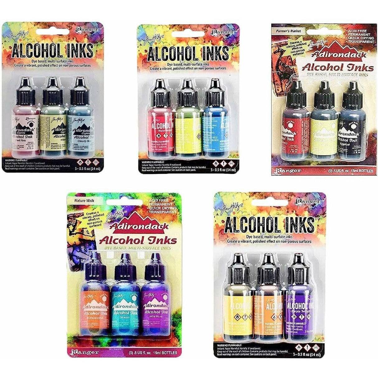 Ranger Tim Holtz Adirondack Alcohol Inks Bundle - Favorite Set Collection - 15 Colors