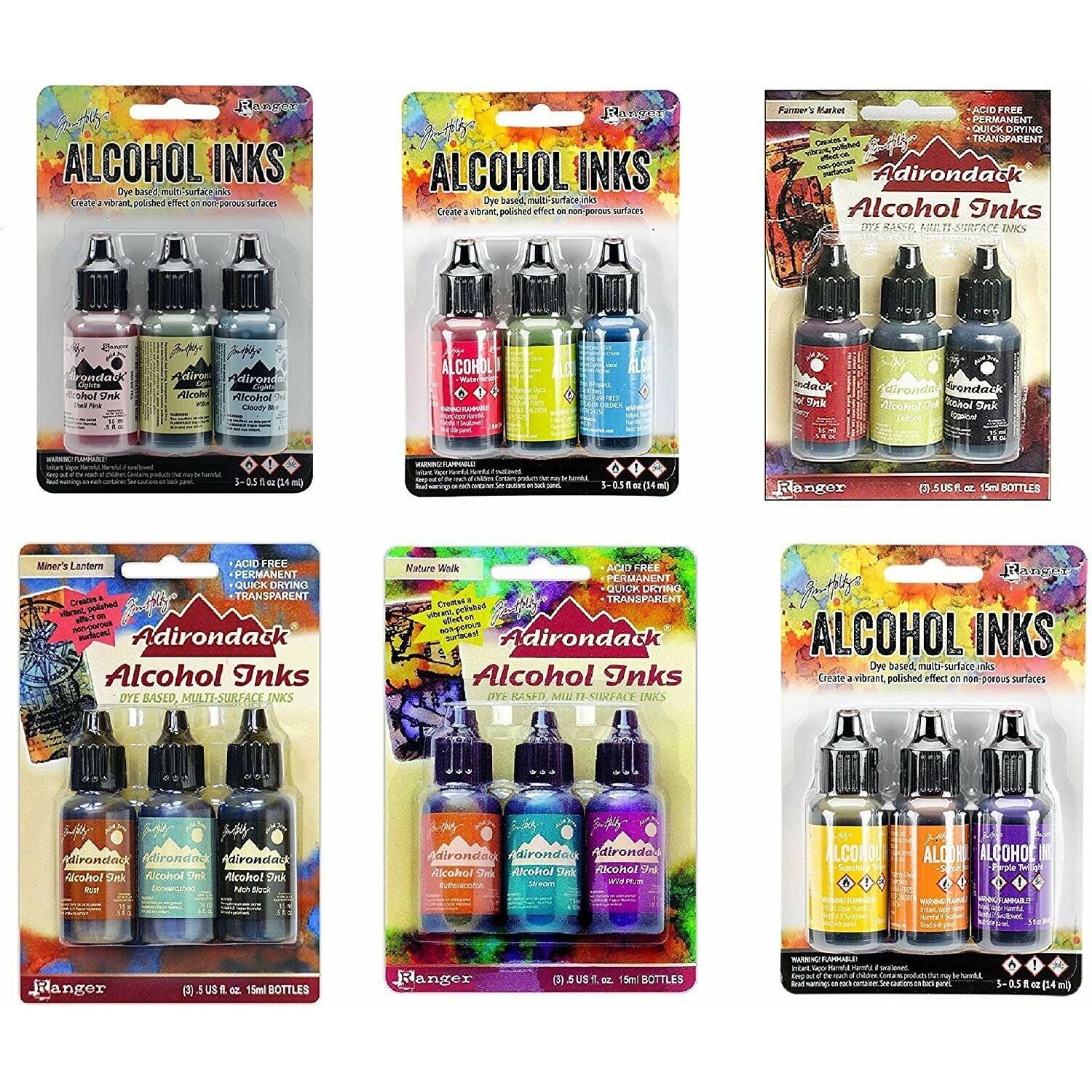 Ranger Tim Holtz Adirondack Alcohol Inks- Favorite Set Collection 18 Bottles