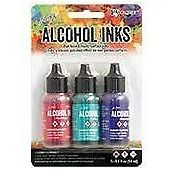 Ranger Tim Holtz Alcohol Ink Bundle - 11 Pc. Tropics Set - Beach Deco, Key West, Rodeo, Pitch Black and Snow Cap with Bonus PTP Blending Sticks
