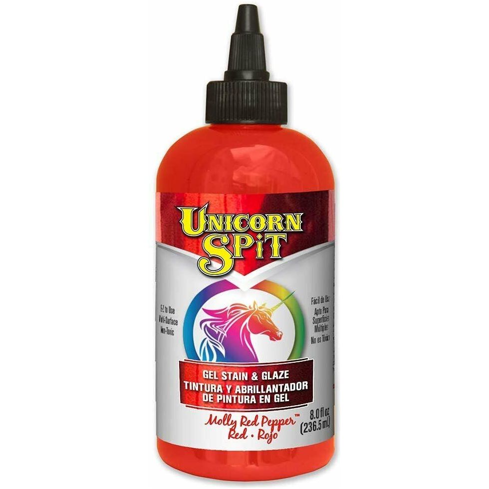 Unicorn SPiT 5771002 Gel Stain and Glaze, Molly Red Pepper 8.0 Bottle, 8 Fl Oz (Pack of 1)