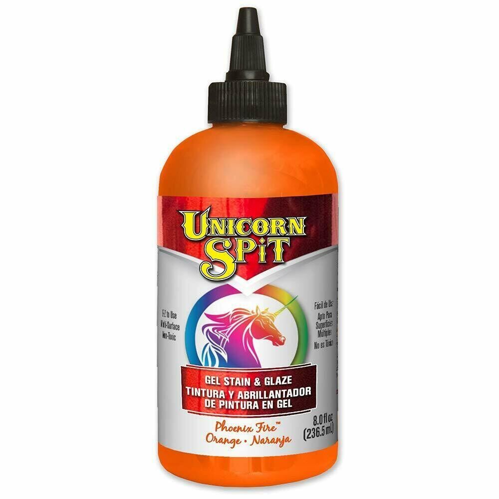 Unicorn SPiT 5771003 Gel Stain and Glaze, Phoenix Fire 8.0 FL OZ Bottle, Orange, 8