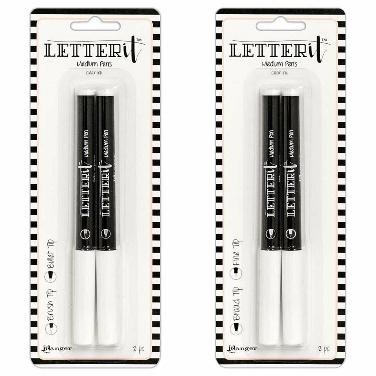 Ranger Letter IT Medium PENS Clear Embossing Ink (2 Packs- Set #1 & #2)