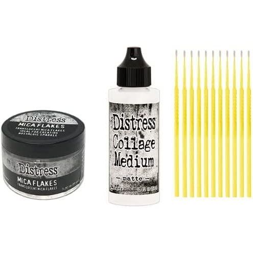 Distress Bundle - Distress Mica Flakes and Collage Medium Matte with Trebbies Detail Sticks