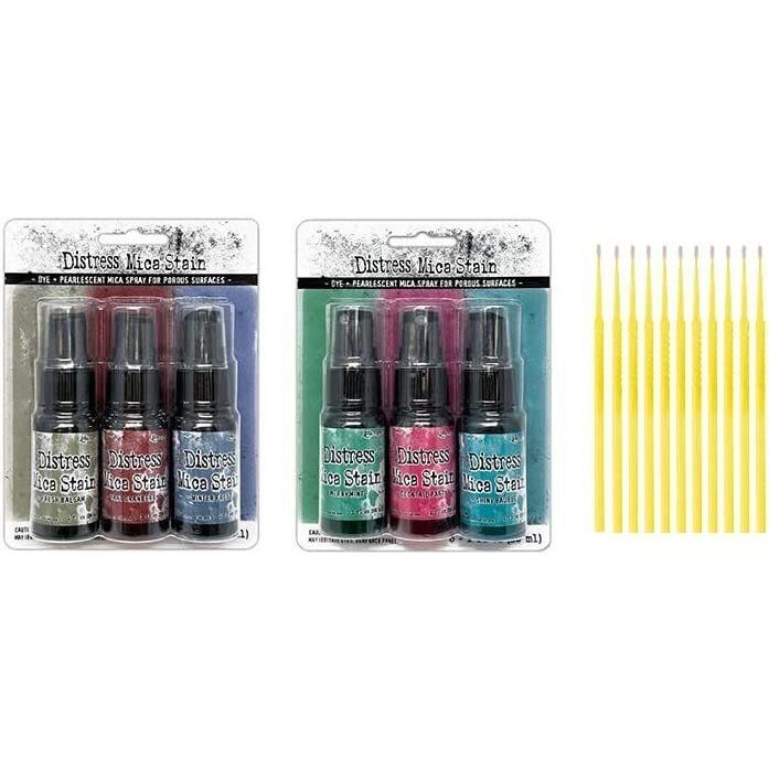 Distress Mica Bundles - Tim Holtz Distress Mica Stain Sets #3 & #4 with Trebbies Detail Sticks