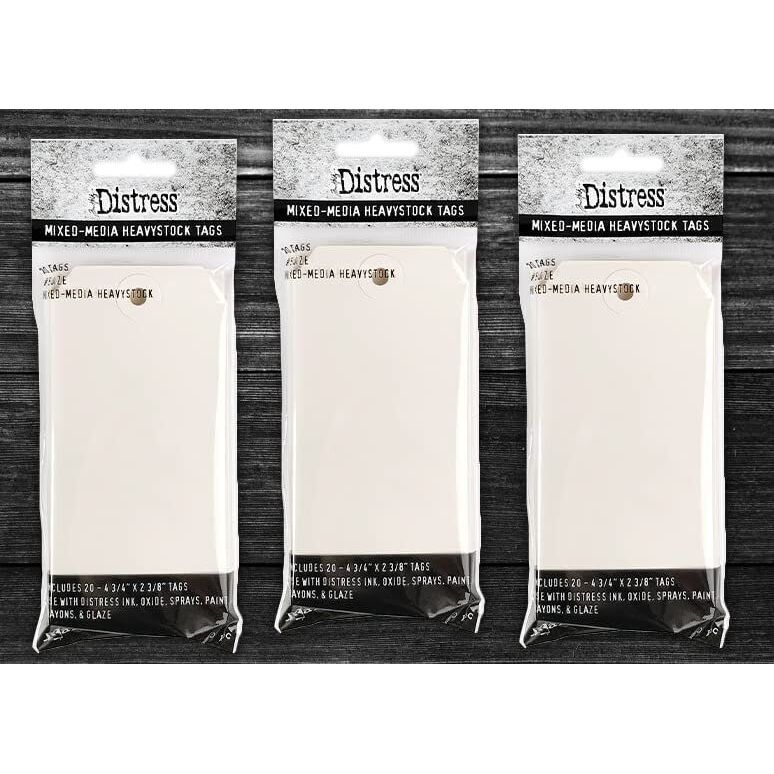 Tim Holtz #5 Distress Mixed Media Heavystock Tags, 3 Packages, 60 Tags Total
