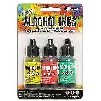 Ranger Tim Holtz Alcohol Ink Bundle - 11 Pc. Tropics Set - Beach Deco, Key West, Rodeo, Pitch Black and Snow Cap with Bonus PTP Blending Sticks