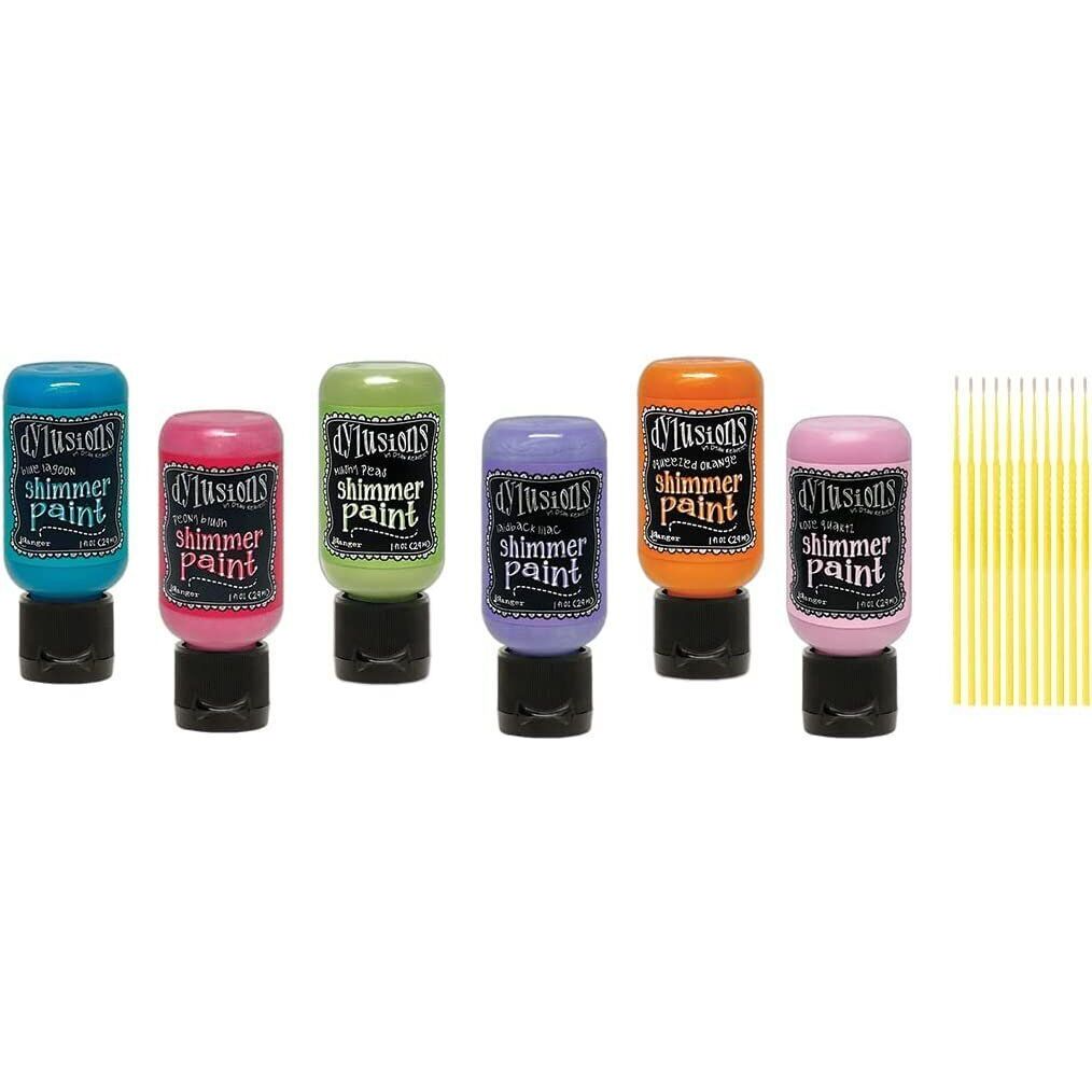 Trebbies Dylusions Paint Bundle - 6 Shimmer Paint Detail Sticks (Rose Quartz, Blue Lagoon, Mushy Peas, Peony Blush, Squeezed Orange, Laidback Lilac)