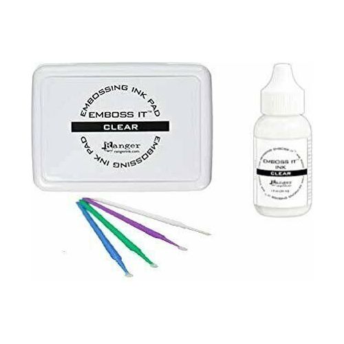Ranger Emboss IT Bundle Includes Clear Embossing Ink Pad and Reinker with PTP Blending Sticks