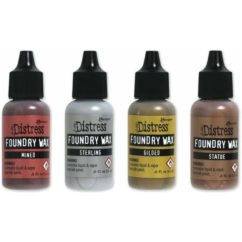 Bundle Tim Holtz Distress Foundry Wax Kit Ranger Ink Gilded, Mined, Sterling, Statue