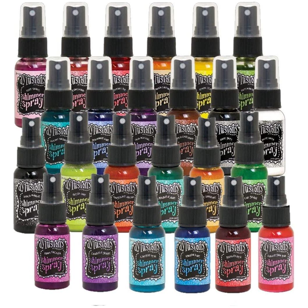 Ranger Tim Holt Bundle 2019 Dylusions Shimmer Spray Sets - Includes Purple Turtle Paint Mixing Palette and Round Foam Dobber Brushes (24 MEGA SET)