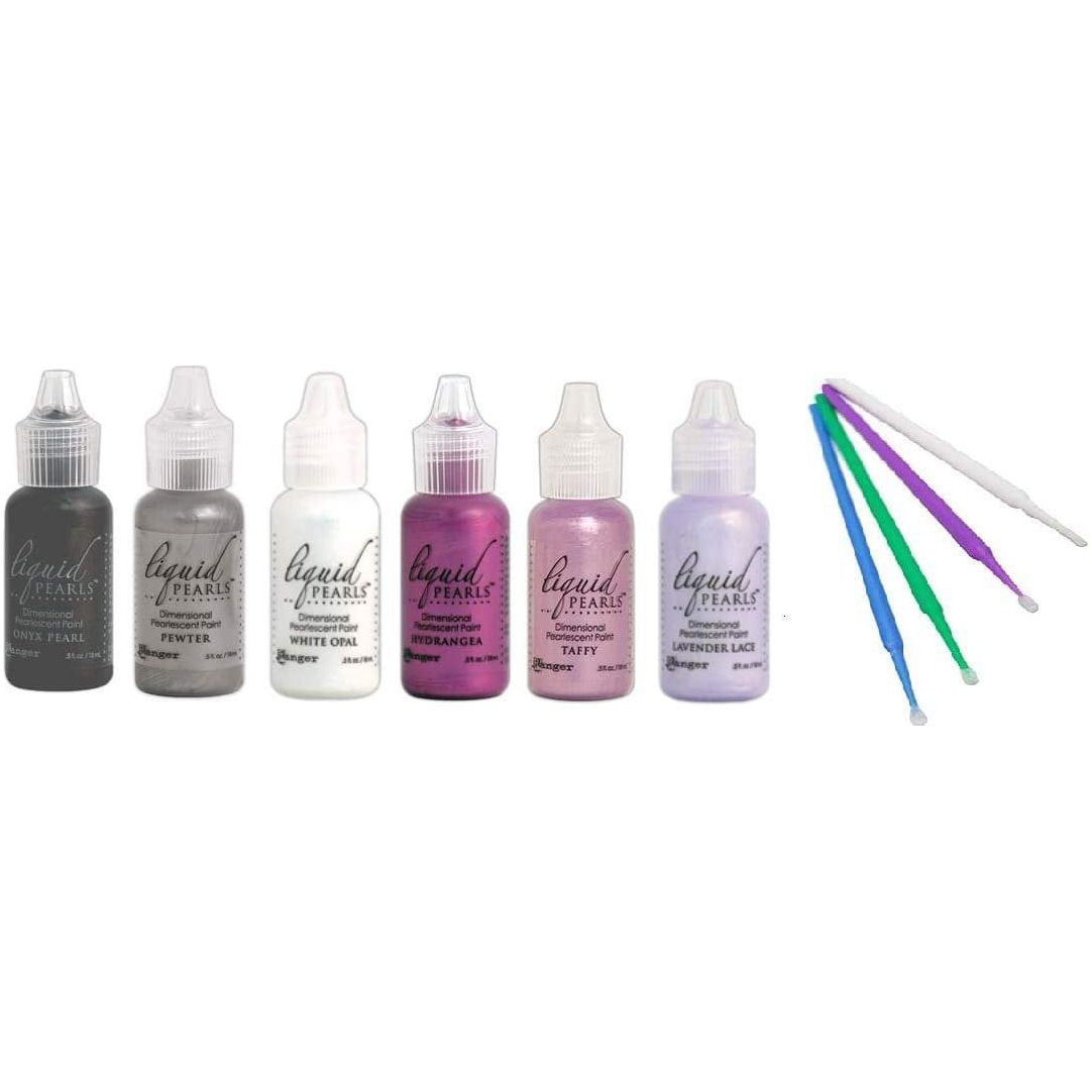 PTP Flash Deals Ranger Liquid Pearls Bundle - 6 Liquid Pearls Blending Sticks (POTTED PANSIES: Onyx, Pewter, White, Hydrangea, Taffy, Lavender Lace)
