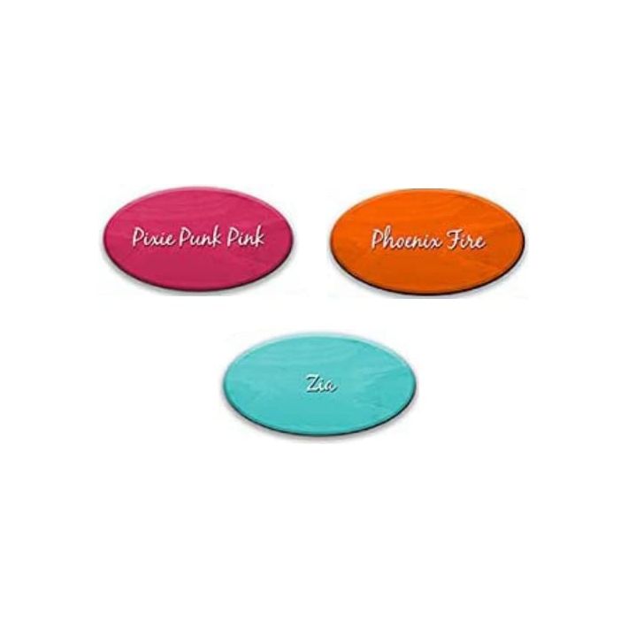 Unicorn SPiT Gel Stain & Glaze Paint in One - 4oz Calypso Collection - Phoenix Fire, Pixie Punk Pink, & Zia Teal with 10 TreBBies Fine Detail Sticks