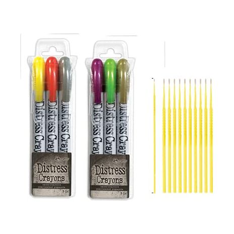 Ranger Distress Crayon Bundles - Pearl Distress Crayon Sets with PTP Detail Sticks (Halloween Crayon Sets 3 & 4)