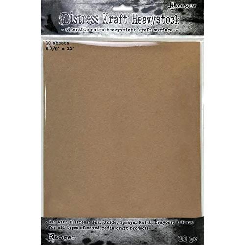 Tim Holtz Distress White, Kraft and Mixed Media Heavystock, 8 1/2x 11, Perfect for Use with Distress Ink, Oxide, Sprays, Paints, Crayons, Glaze & More, Bundle of 3 Packages, 10 Sheets Each, 30 Sheets