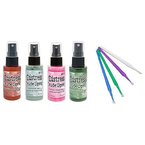 Ranger Tim Holtz Distress Oxide Spray Bundles (Crackling Campfire, Rustic Wilderness, Kitsch Flamingo, Speckled Egg)