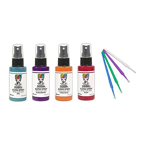 PTP Flash Deals NEW Ranger Dina Wakley Media Gloss Spray Bundle Blending Sticks (NEW 2021: Blackberry, Ruby, Sky, Tangerine)
