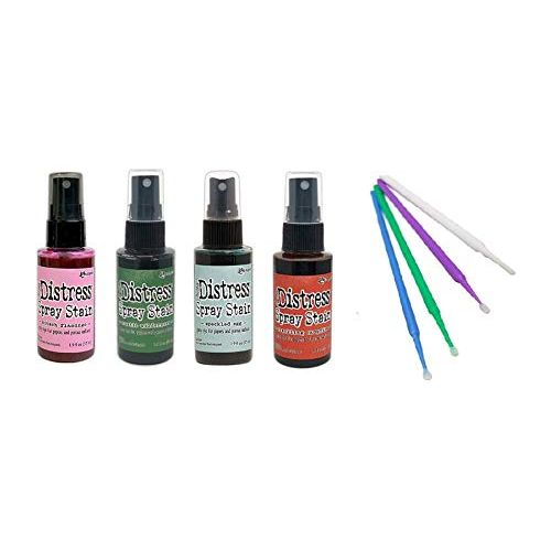 Ranger Distress Spray Stain Bundle - Includes 4 Perfectly Paired Distress Spray Stains with PTP Flash Deals Detail Sticks (Crackling Campfire, Flamingo, Speckled Egg, Rustic Wilderness)