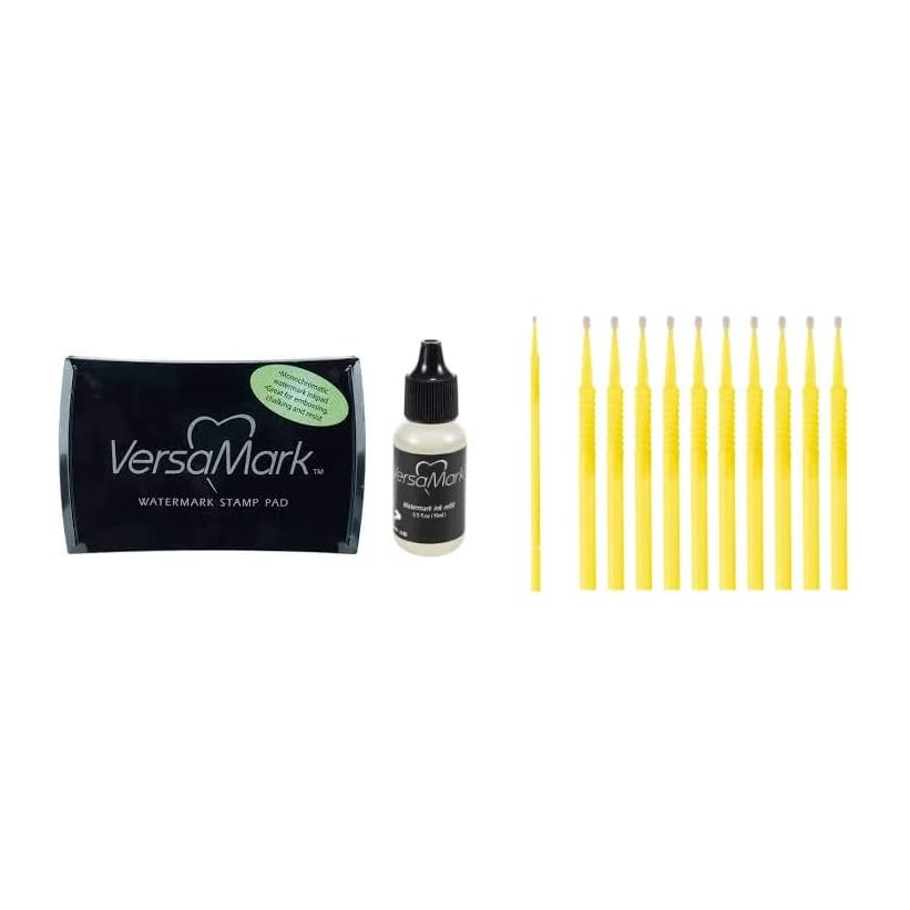 Versamark Watermark Embossing Bundle - Versamark Clear Ink Pad with Reinker and Detail Sticks