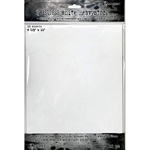 Tim Holtz Distress White, Kraft and Mixed Media Heavystock, 8 1/2x 11, Perfect for Use with Distress Ink, Oxide, Sprays, Paints, Crayons, Glaze & More, Bundle of 3 Packages, 10 Sheets Each, 30 Sheets