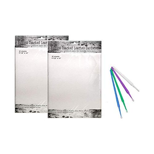 New Ranger Distress Cracked Leather Heavyweight Cardstock 2-Pk (8 1/2 X 11) with PTP Flash Deals Blending Sticks