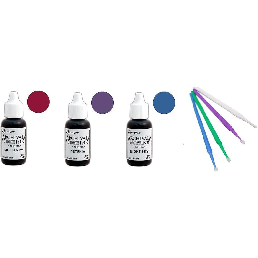 Ranger Wendy Vecchi Archival Ink Bundle - Mulberry, Night Sky, and Petunia (3 Reinker Set)