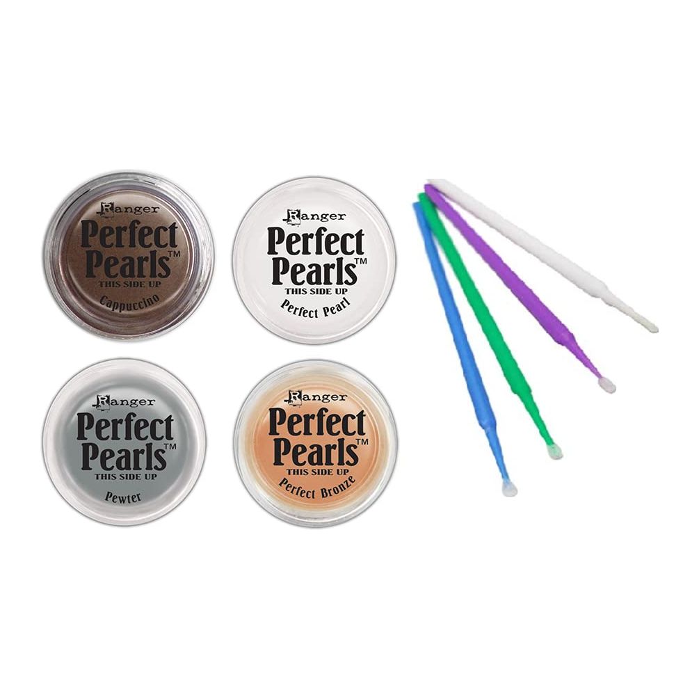 Ranger Perfect Pearls Bundles with PTP Detail Sticks (Cappuccino, Perfect Pearl, Pewter, Perfect Bronze)