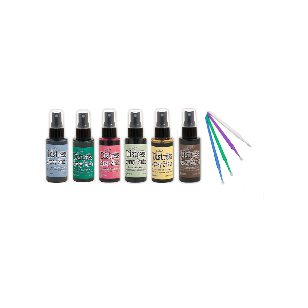 Ranger Tim Holz Bundle Favorites Distress Spray Stain Set - Includes PTP Flash Deals Blending Sticks (Fun Festive Collection)