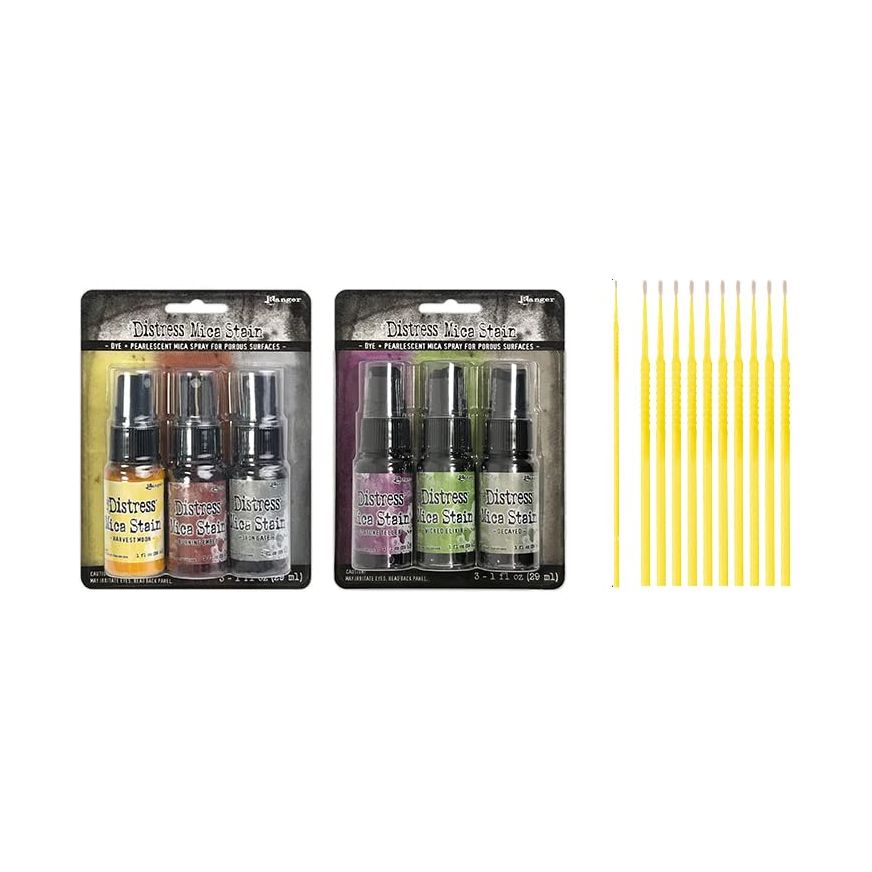 Ranger Distress Mica Bundles - Tim Holtz Distress Mica Stain with PTP Flash Deals Detail Sticks (Halloween Sets 3 & 4)