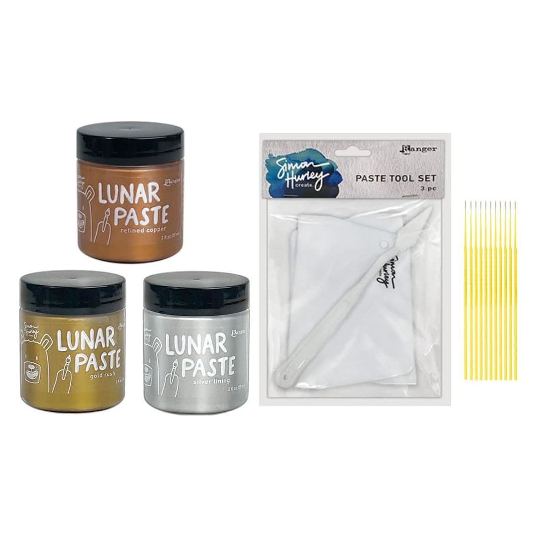 Simon Hurley Lunar Paste Bundle - Refined Copper, Gold Rush and Silver Lining with Paste Tool Set and Trebbies Detail Sticks
