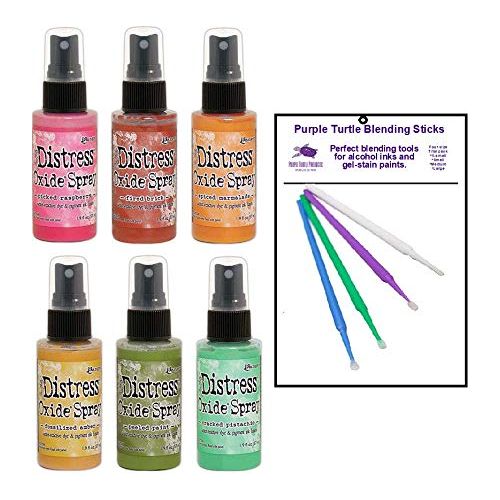 Purple Turtle Products Tim Holtz Distress Oxide Spray Bundle NEW 2019 Colors (6 Bottle Bright Set)