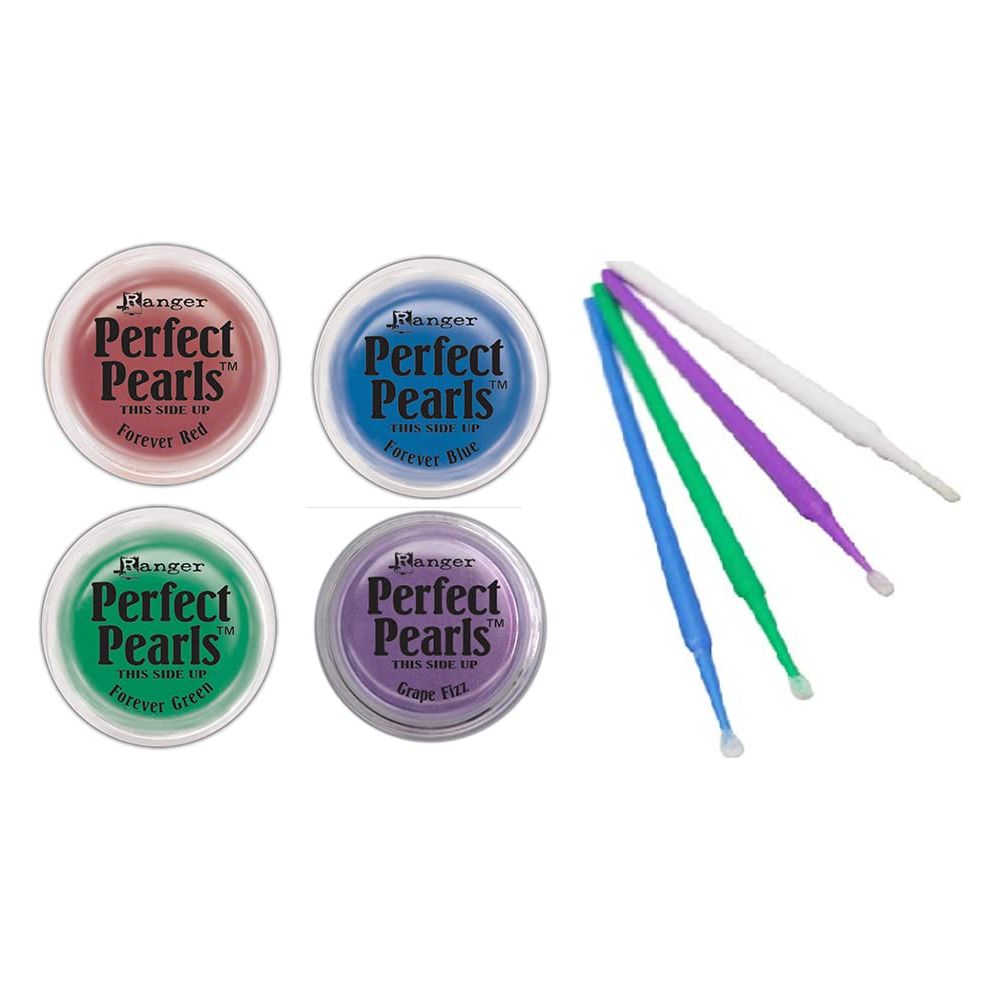 Ranger Perfect Pearls Bundles with PTP Detail Sticks (Forever Blue, Forever Red, Forever Green, Grape Fizz)