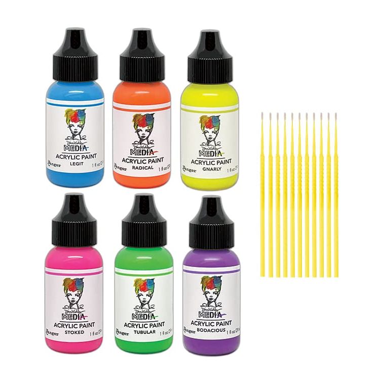 Trebbies Ranger Acrylic Paint Bundle Detail Sticks - Stoked, Radical, Bodacious, Gnarly, Legit, Tubular