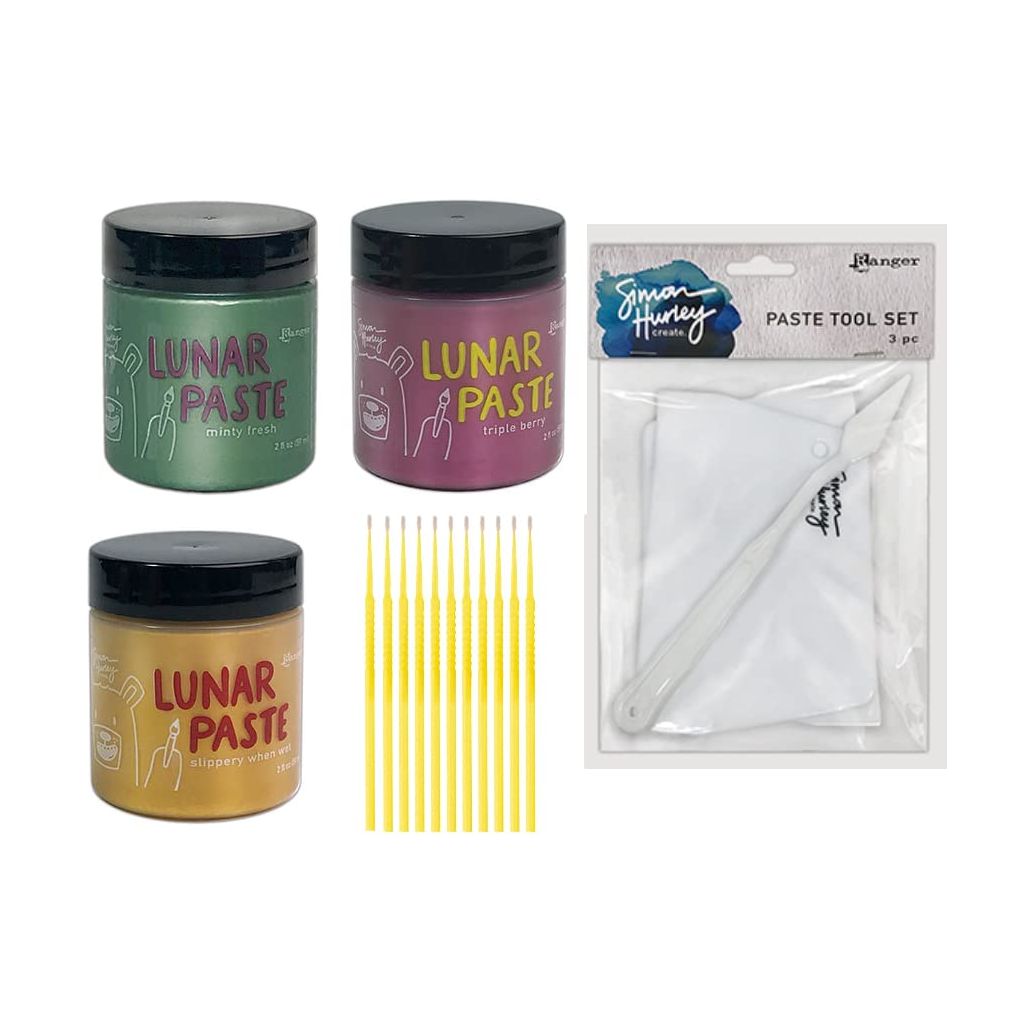 Simon Hurley Lunar Paste Bundle - Triple Berry, Minty Fresh, Slippery When Wet with Paste Tool Set and Trebbies Detail Sticks