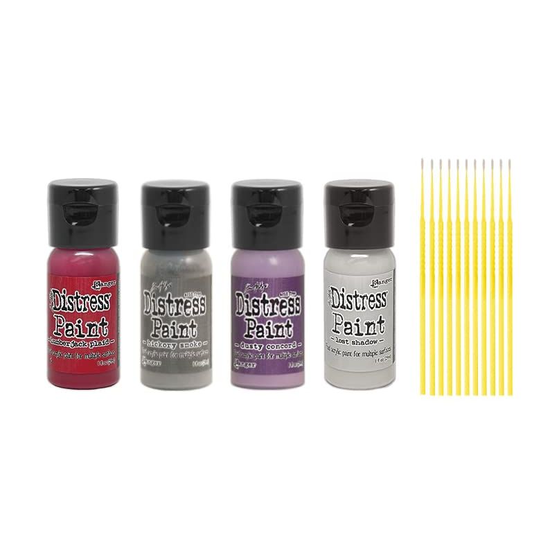 PTP Flash Deals Ranger Tim Holtz Distress Flip-Cap Paint Bundle Sticks (PLAID - Lumberjack, Hickory Smoke, Dusty Concord, Lost Shadow)