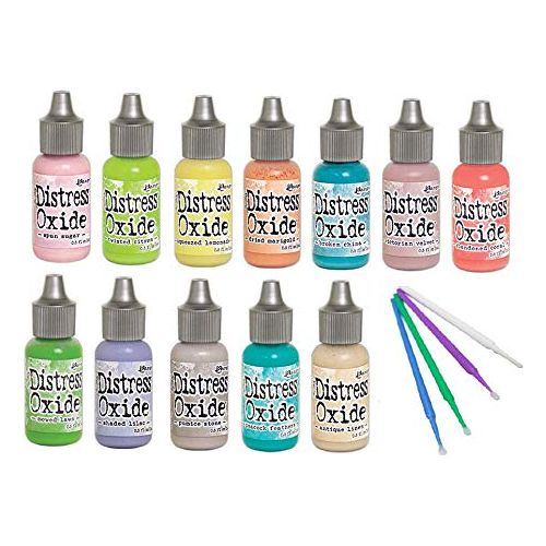 Ranger Distress Oxide Bundles - Includes 12 Distress Oxide Colors with PTP Flash Deals Detail Sticks (Set 2-12 Coordinating REINKERS)