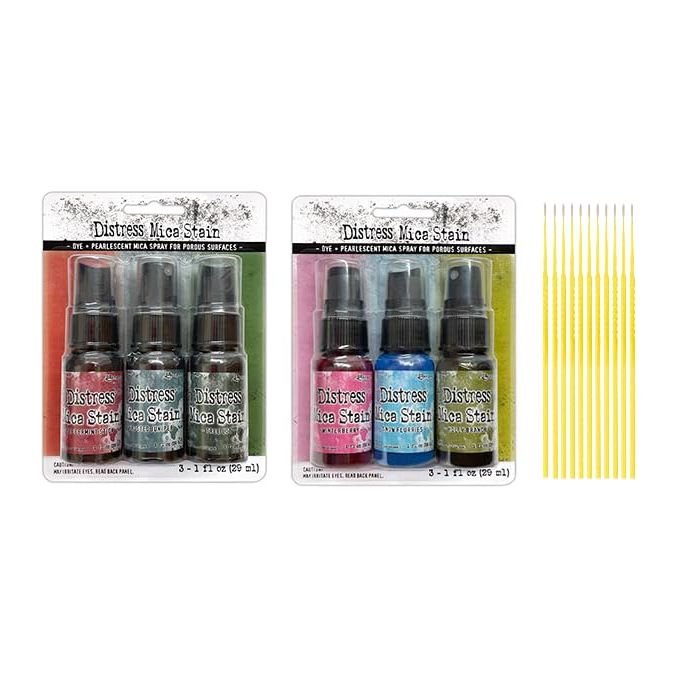 Ranger Holtz Distress Mica Stain Bundle - Holiday Mica Sets #1 & #2 with Trebbies Detail Sticks
