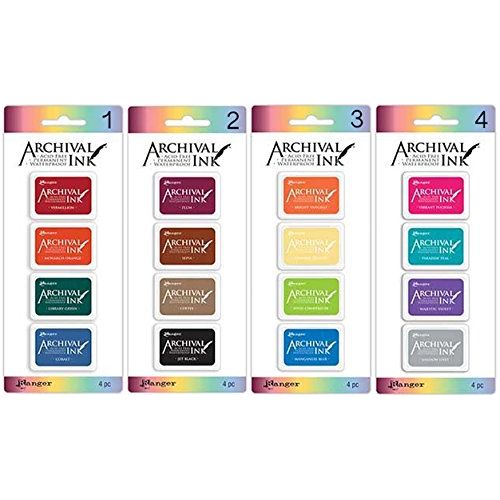 Ranger - Archival Mini Ink Pads Kits 1-4, Bundle of Kit 1, 2, 3, and 4