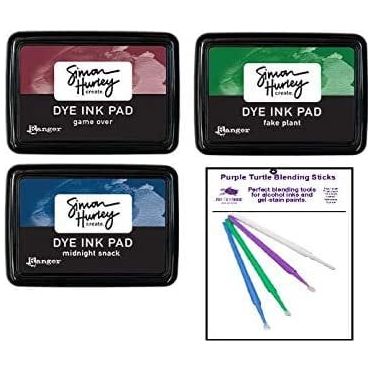 New Ranger Dye Ink Bundle - Fake Plant, Game Over, and Midnight Snack Plus PTP Flash Deals Blending Sticks (3 Dye Ink Pads)
