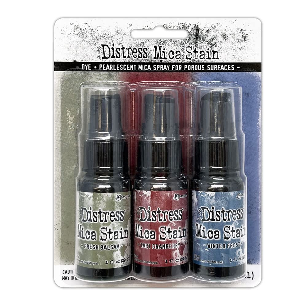 Ranger Ink - Tim Holtz - Christmas - Distress Mica Stain - Set Three tsck81159 Fresh Balsam, Tart Cranberry, and Winter Frost