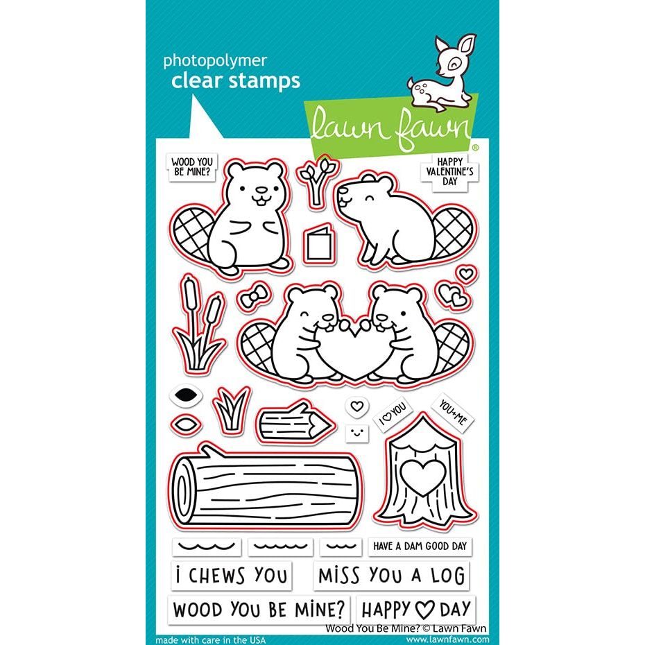 Lawn Fawn - Wood You Be Mine? - Stamps Set and Dies Set - 2 Item Bundle