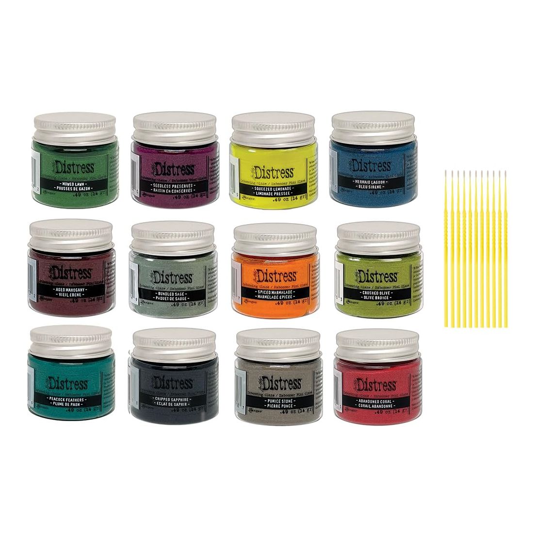 Tm Holtz Ranger Embossing Glaze Bundles - Fashion Colors Embossing Glaze Jars with Trebbies Detail Sticks (12 Complete Set)