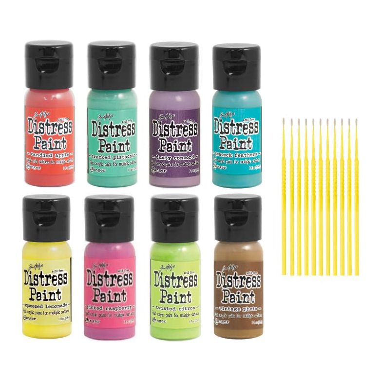 Trebbies Distress Paint Bundles - Water-based Acrylic Distress Paints Detail Sticks (BRIGHT COLLECTION)