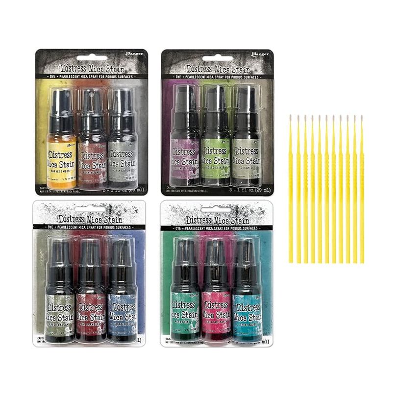 Ranger Distress Mica Bundles - Tim Holtz Distress Mica Stain with PTP Flash Deals Detail Sticks (Complete Collection)