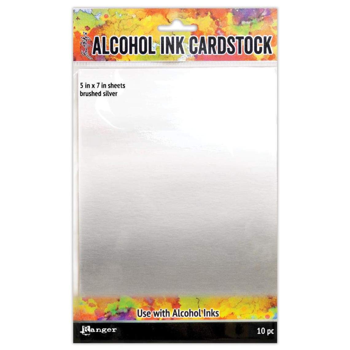 Tim Holtz Alcohol Ink Cardstock Surfaces, Bundle of 3 Colors, Matte Black, Brushed Silver, Silver Sparkle, 10 (5�x7�) Sheets Each Color