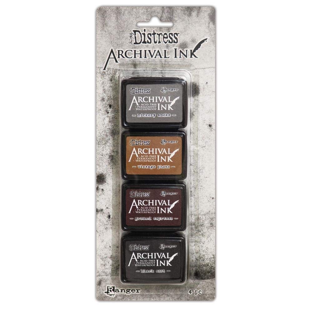 Tim Holtz Distress Archival Mini Ink Kit 1, Kit 2, Kit 3 and Storage Tin - 4 Item Bundle