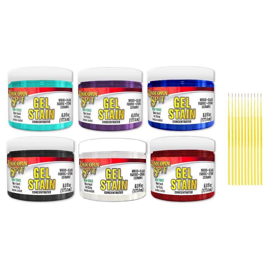 Unicorn SPiT Concentrated 6 oz. Jasmine Scented Stain Gel Bundles with Trebbies Detail Sticks (6 Jar Collection)