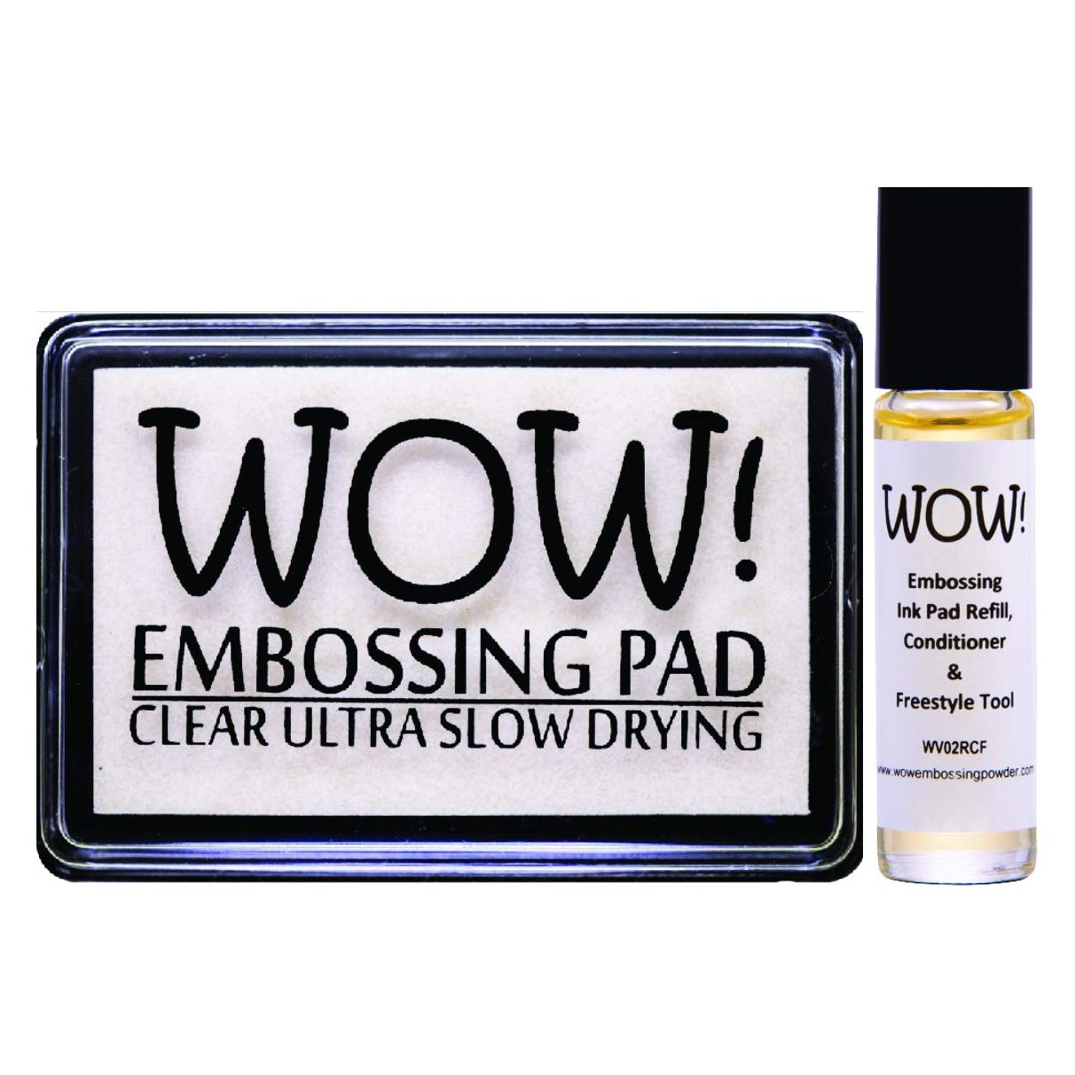WOW Clear Embossing Ink Pad Ultra Slow Drying WV02 and Refill Conditioner and Freestyle Tool WV02RCF - Bundle 2 Items