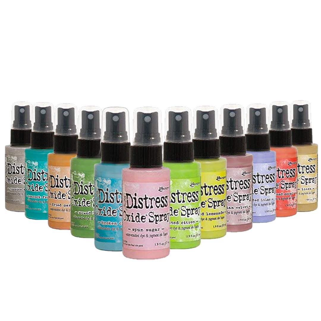 Purple Turtle Products Ranger Distress Oxide Spray Bundle Set 2-12 Bottle Set with PTP Flash Deals Detail Sticks