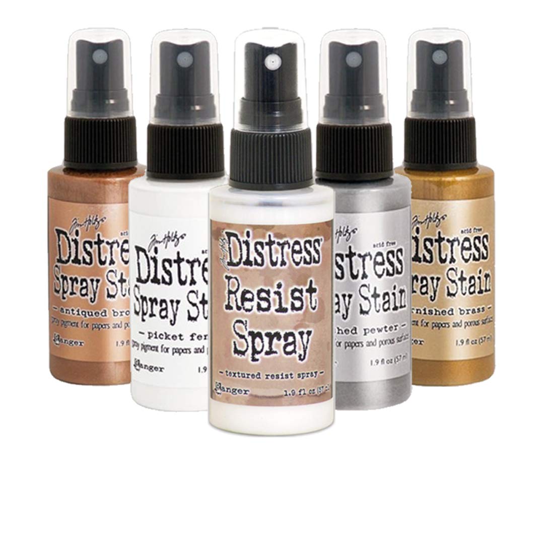 Ranger Tim Holtz Bundle Metallics Distress Spray Stains and Distress Resist - with PTP Blending Sticks